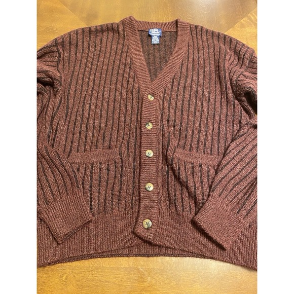 John Blair Other - Vtg John Blair Cardigan Ribbed Button Up Size L Burgundy Grandpacore academia
